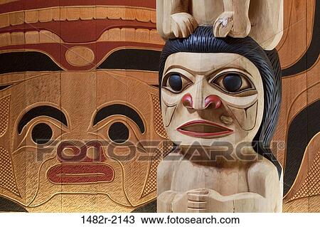 Close-up of totem poles, Potlatch Totem Park, Ketchikan, Alaska, USA View Large Photo Image Stock Image - Close-up of totem poles, Potlatch Totem Park, Ketchikan, Alaska, USA. Fotosearch