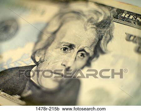 Stock Image - Close-up of twenty dollar bill. Fotosearch
