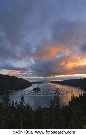 Clouds over a lake, Emerald Bay, Lake Tahoe, California, USA View Large Photo Image Stock Image - Clouds over a lake, Emerald Bay, Lake Tahoe, California, USA. Fotosearch