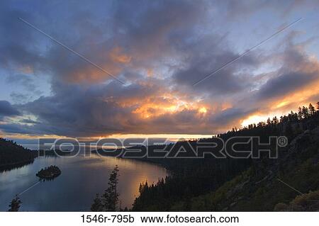 Clouds over a lake, Emerald Bay, Lake Tahoe, California, USA View Large Photo Image Stock Image - Clouds over a lake, Emerald Bay, Lake Tahoe, California, USA. Fotosearch