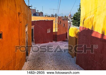 Cobblestone street, San Miguel de Allende, Guanajuato, Mexico View Large Photo Image Stock Photography - Cobblestone street, San Miguel de Allende, Guanajuato, Mexico. Fotosearch