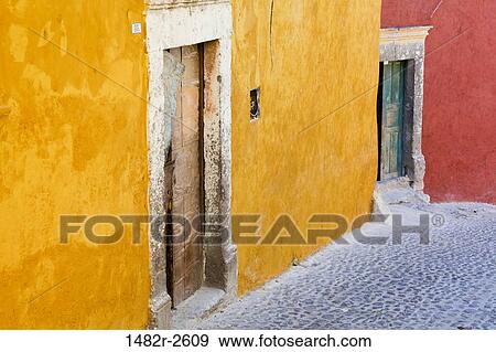 Stock Photo - Colorful cobblestone street, San Miguel de Allende, Guanajuato, Mexico. Fotosearch
