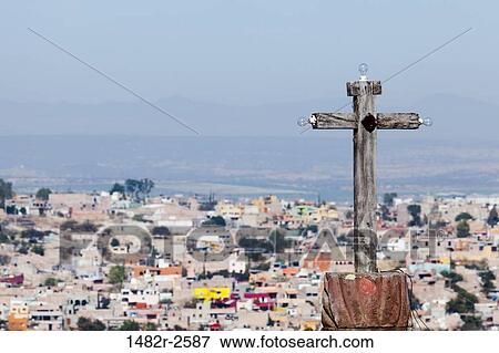 Stock Photo - Cross and view of city, San Miguel de Allende, Guanajuato, Mexico. Fotosearch