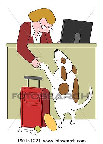 Dog at motel reception desk, illustration View Large Photo Image Stock Image - Dog at motel reception desk, illustration. Fotosearch