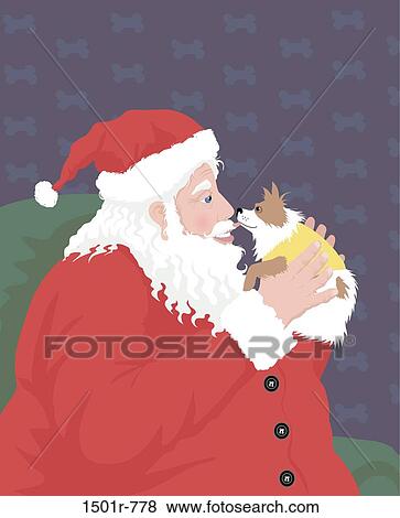Stock Photo - Dog Santa 2 Linda Braucht (b. 20th C. American) Computer graphics. Fotosearch