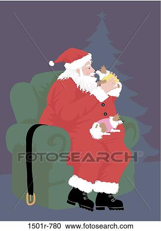 Stock Image - Dog Santa Linda Braucht (b. 20th C. American) Computer graphics. Fotosearch