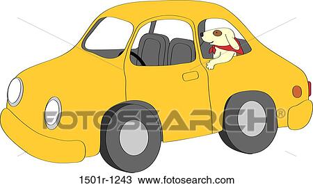 Dog sitting on back seat of yellow car, illustration View Large Photo Image Stock Image - Dog sitting on back seat of yellow car, illustration. Fotosearch