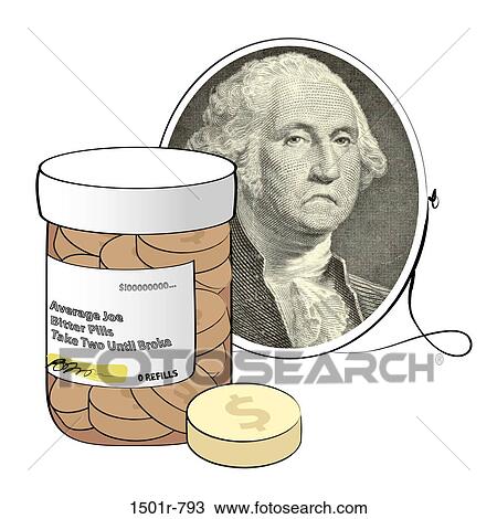Stock Image - Drug Costs, Linda Braucht, (b. 20th C. /American), Computer graphics. Fotosearch