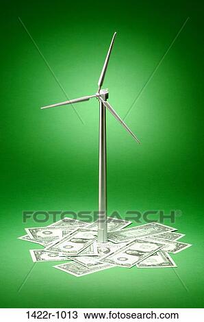 Electrical generating wind turbine with currency notes in a green environment View Large Photo Image Stock Image - Electrical generating wind turbine with currency notes in a green environment. Fotosearch