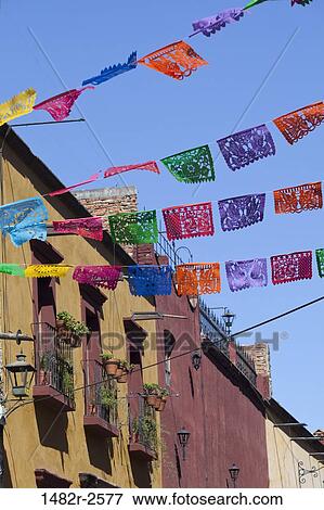 Stock Photo - Flags, San Miguel de Allende, Guanajuato, Mexico. Fotosearch