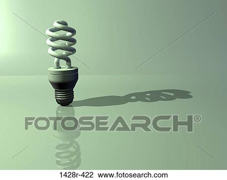 Stock Image - Fluorescent Light Bulb, Digitally Generated Image by Hank Grebe. Fotosearch