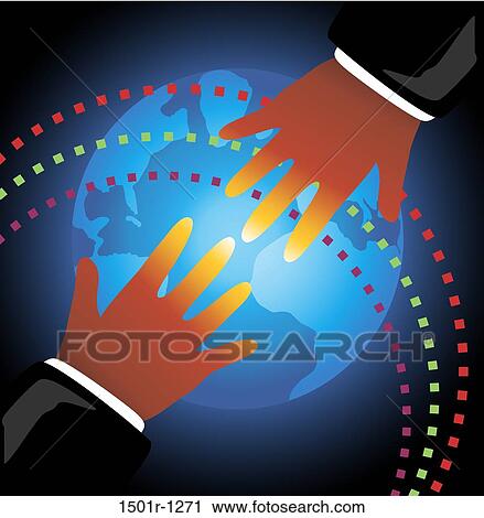 Hands against globe, illustration View Large Photo Image Stock Image - Hands against globe, illustration. Fotosearch