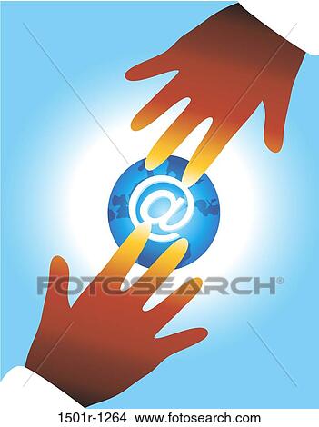 Hands reaching for "at" sign on globe, illustration View Large Photo Image Picture - Hands reaching for "at" sign on globe, illustration. Fotosearch