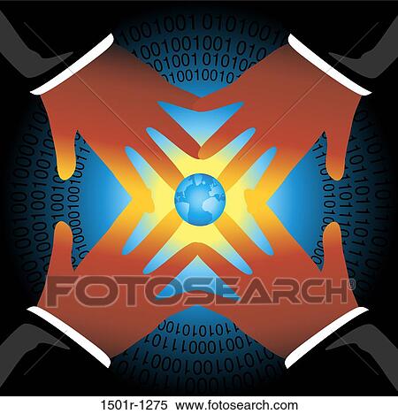 Hands reaching for globe surrounded with binary code, illustration View Large Photo Image Stock Photography - Hands reaching for globe surrounded with binary code, illustration. Fotosearch