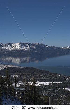 Stock Photo - High angle view of a lake, Heavenly Mountain, Lake Tahoe, California, USA. Fotosearch