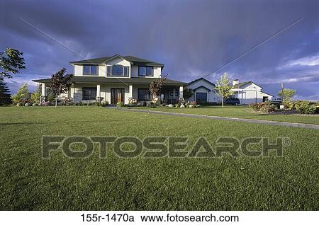 Stock Image - Lawn in front of a house, Boise, Idaho, USA. Fotosearch