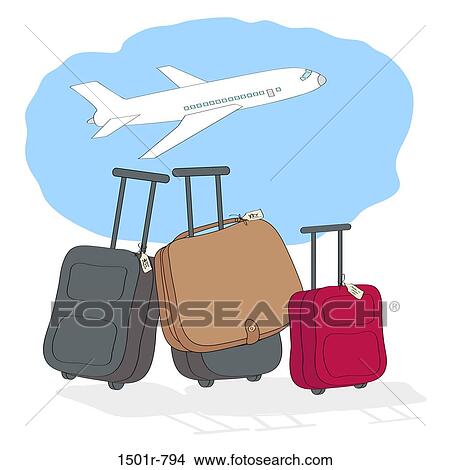 Picture - Luggage, Linda Braucht, (b. 20th C. /American), Computer graphics. Fotosearch