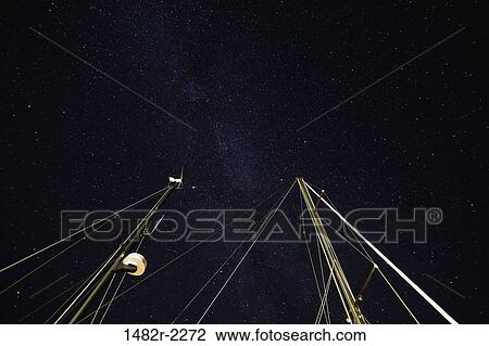 Stock Image - Mast of a sailboat, Ocean Falls, British Columbia, Canada. Fotosearch