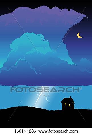 Night storm, illustration View Large Photo Image Stock Photography - Night storm, illustration. Fotosearch
