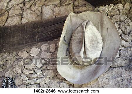 Stock Photograph - Old Cowboy Hat, Mineral de Pozos, Guanajuato, Mexico. Fotosearch