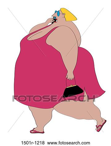 Overweight woman wearing pink dress talking on mobile phone, illustration View Large Photo Image Stock Photo - Overweight woman wearing pink dress talking on mobile phone, illustration. Fotosearch