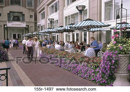 Stock Photo - People at a sidewalk cafe, Boston, Massachusetts, USA. Fotosearch