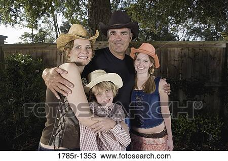 Stock Image - Portrait of a happy country family. Fotosearch