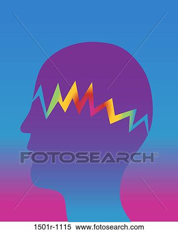 Stock Photography - Profile of person suffering from migraine, illustration. Fotosearch