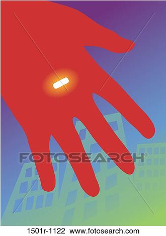 Red hand holding glowing pill, illustration View Large Photo Image Stock Image - Red hand holding glowing pill, illustration. Fotosearch