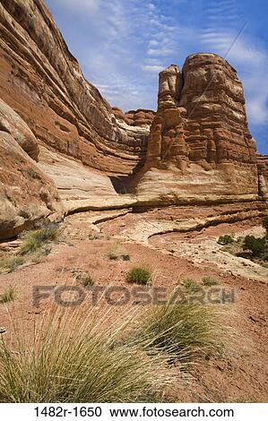 Stock Image - Rock formations on a landscape, Canyonlands National Park, Utah, USA. Fotosearch