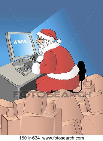 Picture - Santa Internet Shopping 2 2006 Linda Braucht (20th C. American) Computer Graphics. Fotosearch