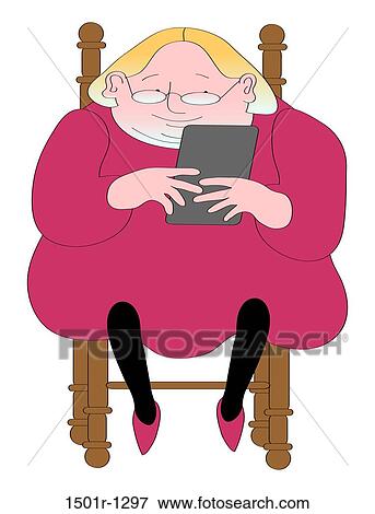 Stock Photo - Senior woman using digital tablet, illustration. Fotosearch