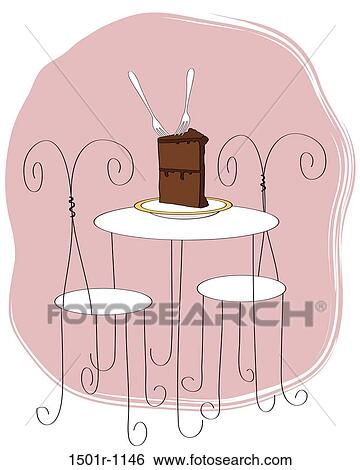 Stock Photograph - Slice of cake on table. Fotosearch