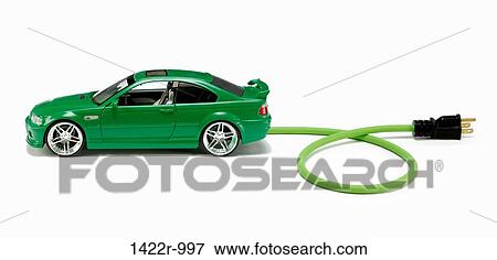 Small green automobile with a green electrical power cord and black plug View Large Photo Image Stock Photo - Small green automobile with a green electrical power cord and black plug. Fotosearch