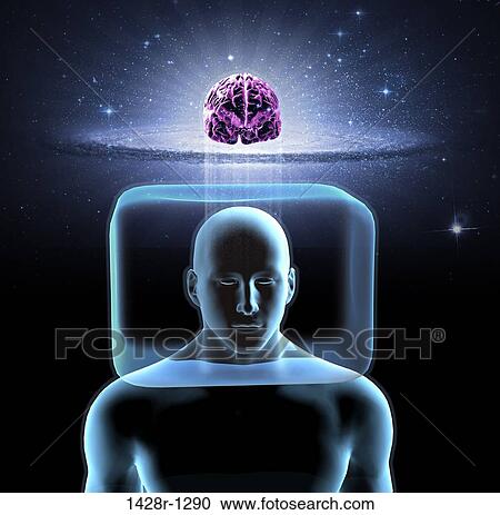Thinking Outside The Box, blue man with head inside a cage, brain is outside the box in the clouds View Large Photo Image Stock Image - Thinking Outside The Box, blue man with head inside a cage, brain is outside the box in the clouds. Fotosearch