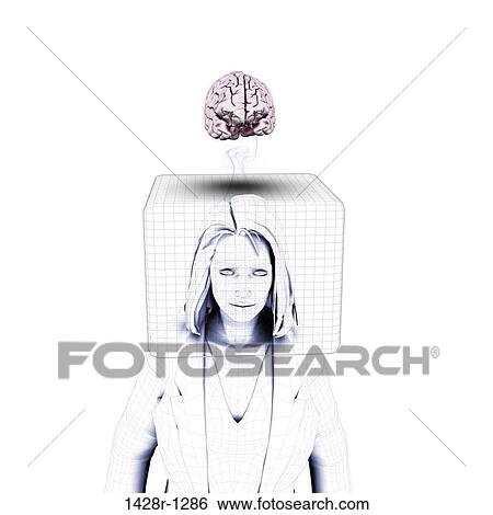 Thinking Outside The Box, blue man with head inside a box, brain is outside the box in the clouds. View Large Photo Image Stock Photograph - Thinking Outside The Box, blue man with head inside a box, brain is outside the box in the clouds.. Fotosearch