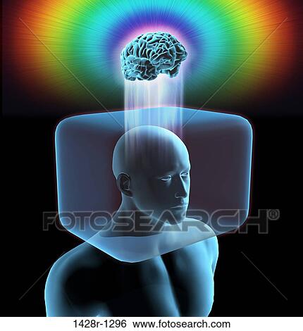 Thinking Outside The Box, blue Xray man with head inside a box, brain is outside the box, with a bright, blue glow View Large Photo Image Stock Photograph - Thinking Outside The Box, blue Xray man with head inside a box, brain is outside the box, with a bright, blue glow. Fotosearch