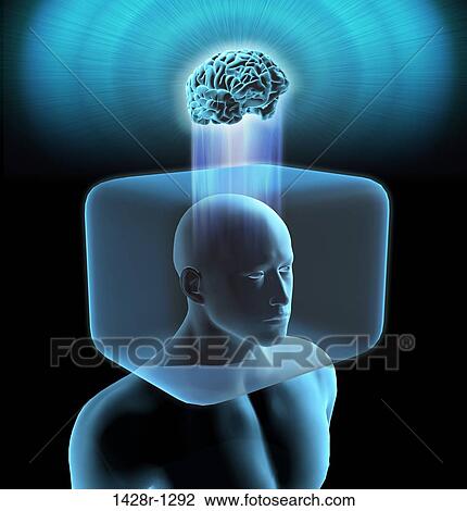 Thinking Outside The Box, green wireframe man with head inside a cage, brain is outside the box in outer space. View Large Photo Image Stock Image - Thinking Outside The Box, green wireframe man with head inside a cage, brain is outside the box in outer space.. Fotosearch