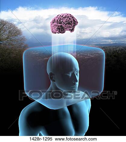 Thinking Outside The Box, Xray man with head inside a box, brain is outside the box, with a bright, rainbow glow View Large Photo Image Stock Photography - Thinking Outside The Box, Xray man with head inside a box, brain is outside the box, with a bright, rainbow glow. Fotosearch
