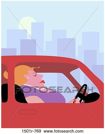 Stock Photo - Ticked off in Traffic Linda Braucht (b. 20th C. American) Computer graphics. Fotosearch