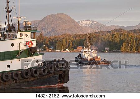 Stock Image - Tugboats in the ocean, Ketchikan, Alaska, USA. Fotosearch