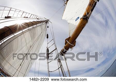 Stock Photo - USA, Washington, Brownsville, tall ship in fish eye lens. Fotosearch