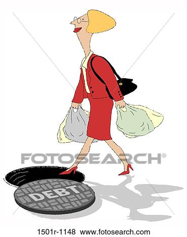 Stock Photo - Woman walking into open manhole. Fotosearch