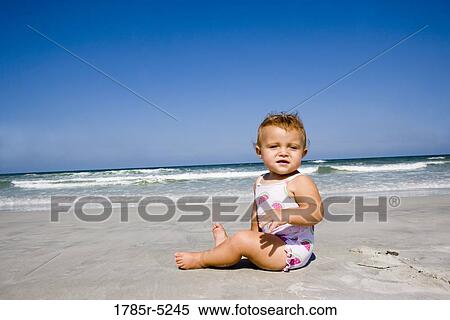 Baby on beach View Large Photo Image Stock Photography - Baby on beach. Fotosearch