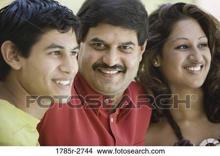 Picture - Portrait of a man with son and daughter. Fotosearch
