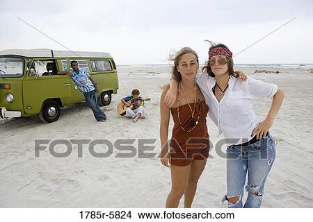 Portrait of hippies on the beach View Large Photo Image Picture - Portrait of hippies on the beach. Fotosearch