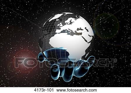 3D composing of blue lighted hand holding world globe that is showing Europe and Africa in space View Large Photo Image Stock Image - 3D composing of blue lighted hand holding world globe that is showing Europe and Africa in space. Fotosearch