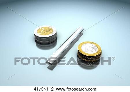 3d composing of of two Euro coin piles seperated by metal stick, showing one and two Euro coin View Large Photo Image Stock Image - 3d composing of of two Euro coin piles seperated by metal stick, showing one and two Euro coin. Fotosearch