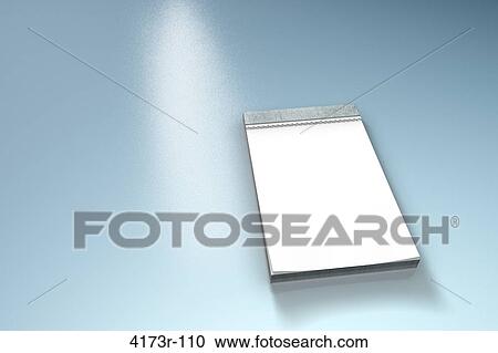 Stock Image - 3D composing of white blank notepad. Fotosearch