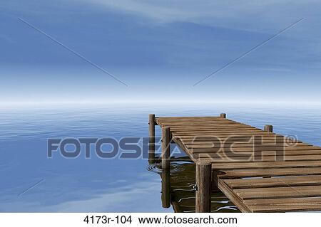3D composing of wooden footbridge in water View Large Photo Image Picture - 3D composing of wooden footbridge in water. Fotosearch
